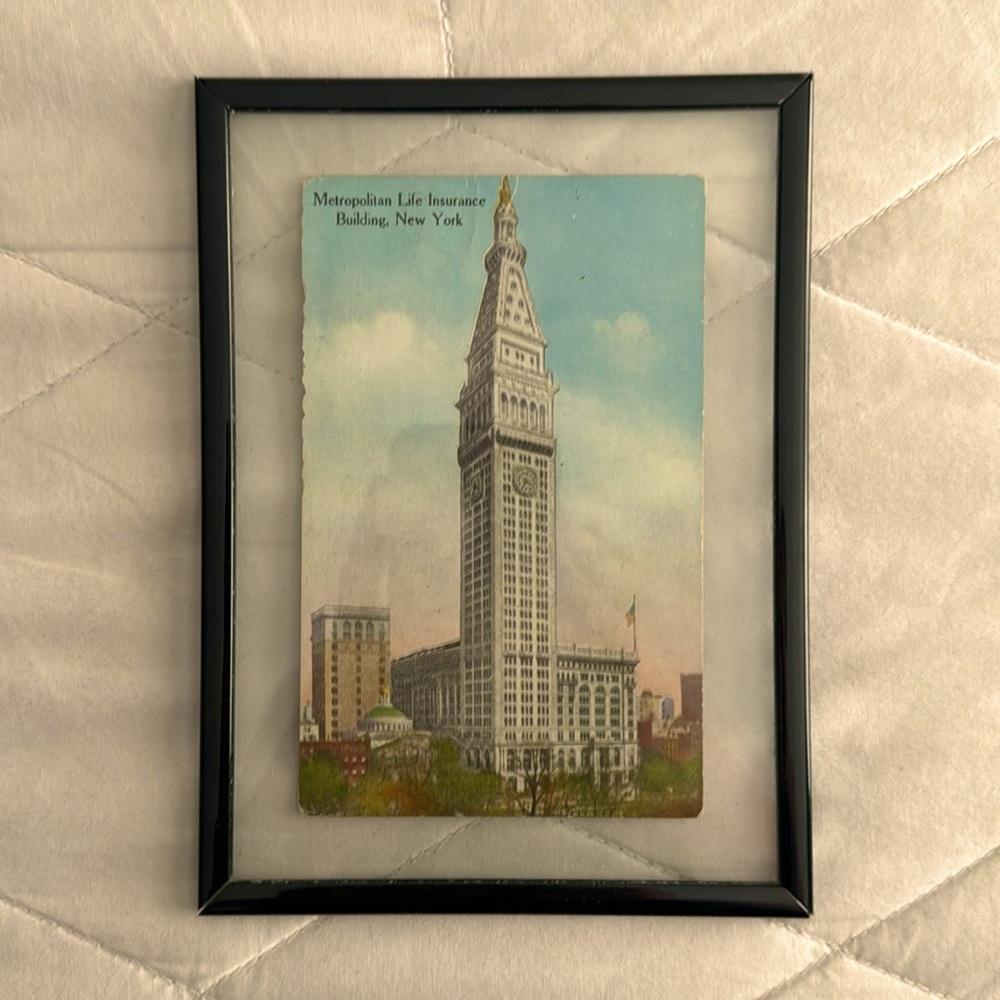 Framed Antique NYC Postcard